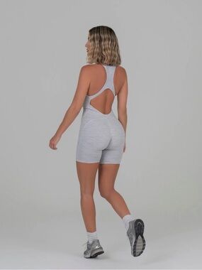 DAVIS Active Light Gray Seamless Racerback Romper